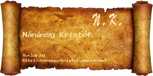 Nánássy Kristóf névjegykártya